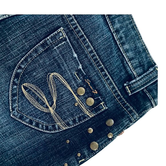 Seven7 Studded Mini Blue Jean Distressed Skirt 27” - Picture 5 of 7